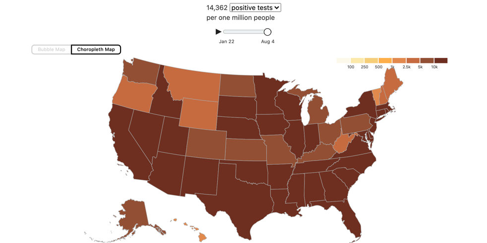 choropleth map of US