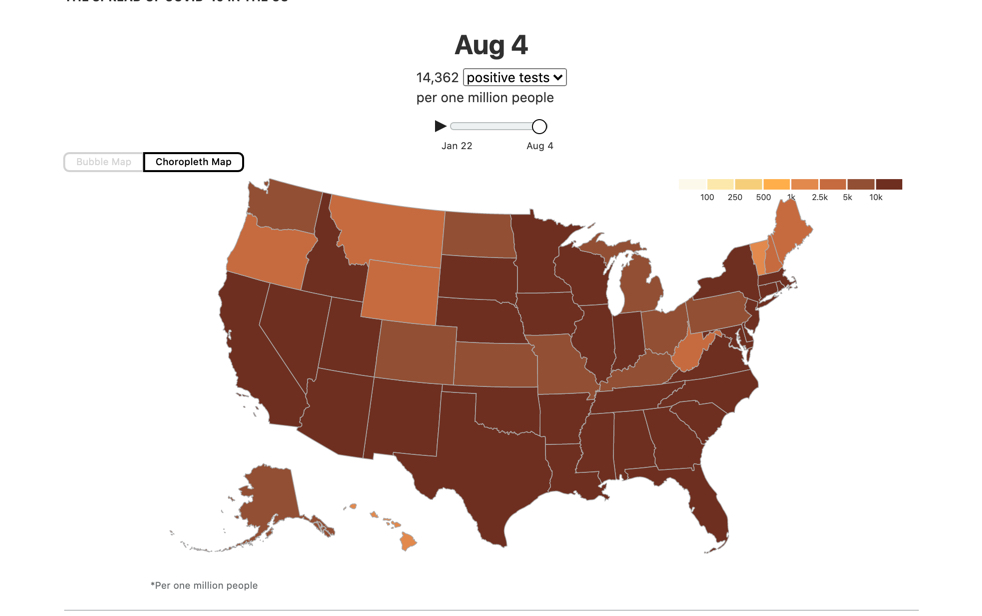 choropleth map of US
